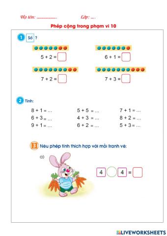 Phép cộng trong phạm vi 10