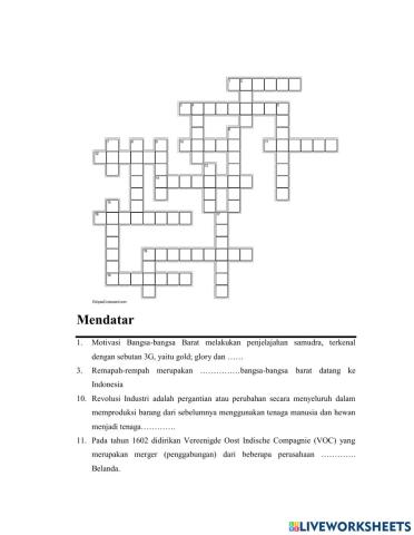 Crossword IPS Bagian A Ke 3