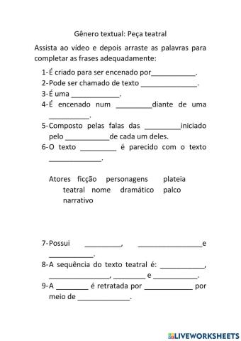 Peça teatral- gênero textual