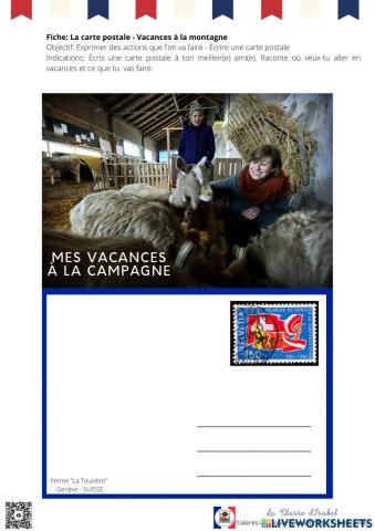 Mes vacances à la campagne - carte postale