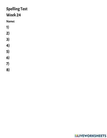 Systematic Sight words week 24