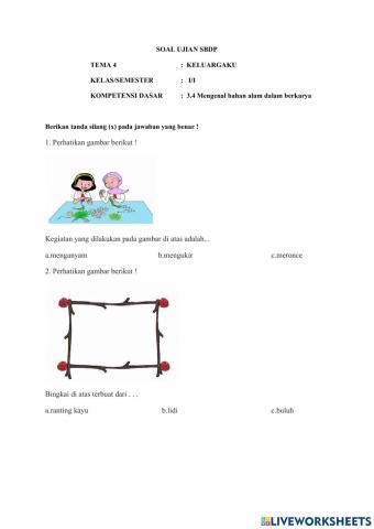 Soal sbdp t 4 3.4