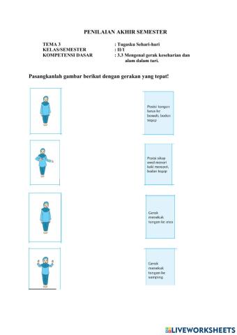 Soal SBDP Kelas 2 Tema 3 Gerak tari