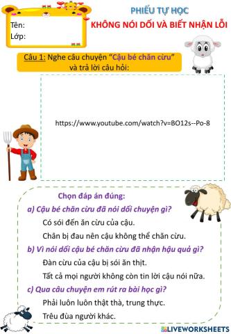 Không nói dối và biết nhận lỗi