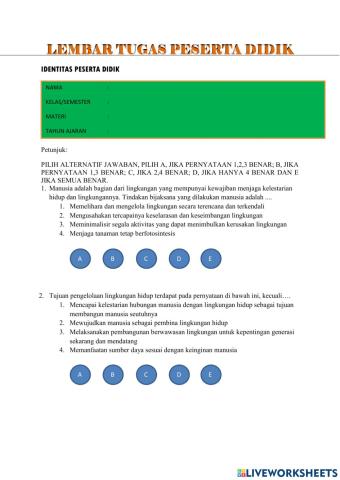 Latihan Soal Perubahan Lingkungan