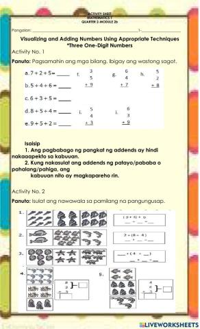 Visualizing and Adding Numbers Using Appropriate Techniques -Three One-Digit Numbers