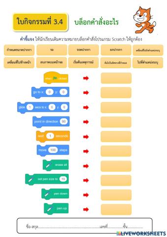 ใบกิจกรรมที่ 3.4 บล็อกคำสั่งอะไร