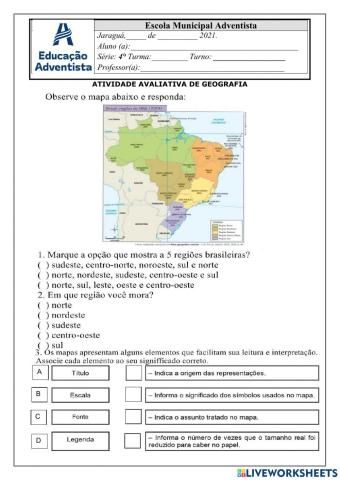 Avaliação de Geografia