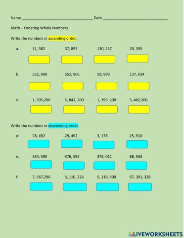 Ordering Numbers