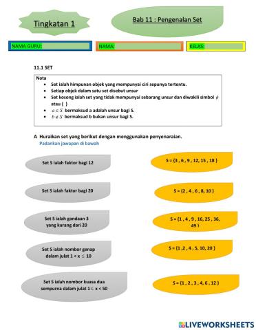 Bab 11 pengenalan set matematik tingkatan 1