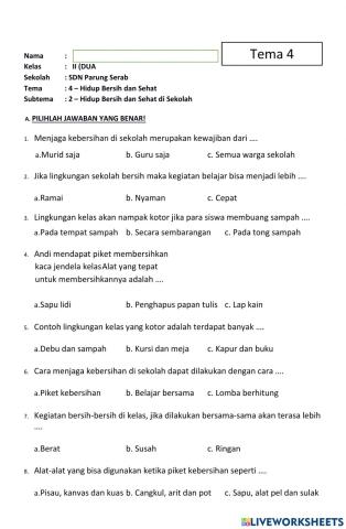 Soal ulangan tema 4