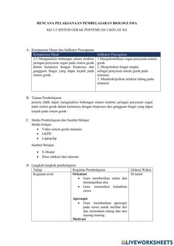 LKPD Sistem Gerak