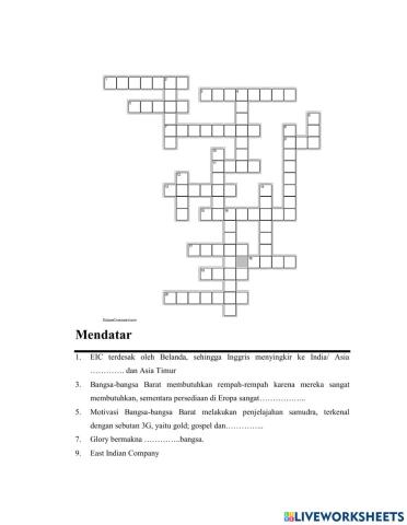 Crossword IPS Bagian A Ke 4