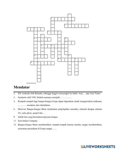 Crossword IPS Bagian A Ke 9