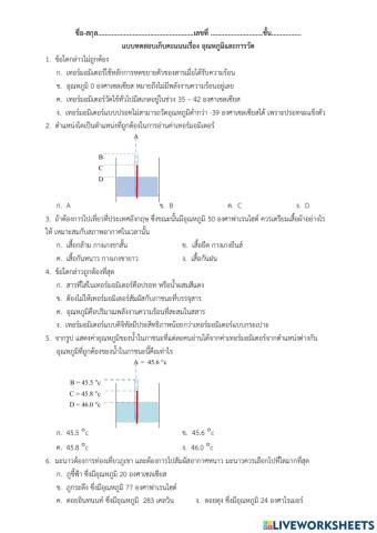 แบบทดสอบเรื่อง อุณหภูมิและการวัด