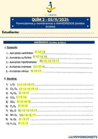 Anhídridos formulación