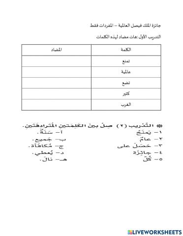 المفردات ( جائزة