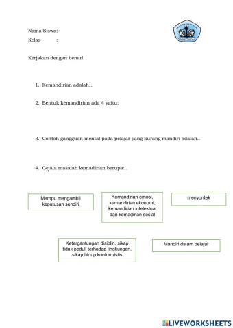 Tugas Kemandirian di usia Remaja