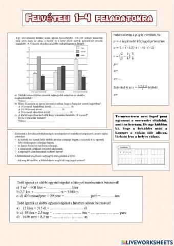 Felvételi 1-4 feladatokra