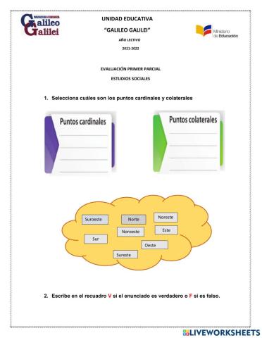 Evaluación 1er parcial sociales