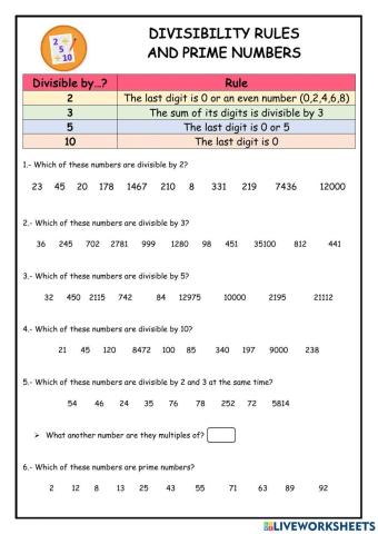 Divisibility Rules and Prime Numbers