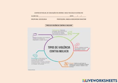 Drag and drop- Tipos de violência contra a mulher