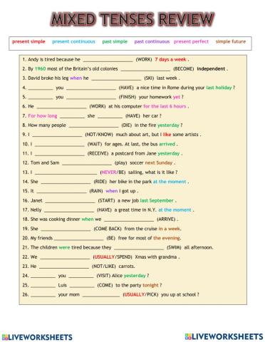 Review for tenses