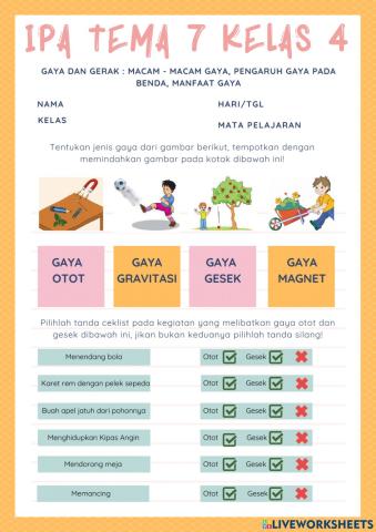 Lkpd tema 7 subtema 1 materi gaya kls 4 sd (shalsa mahani)