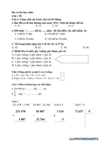 Ôn tâp giữa học kì 1