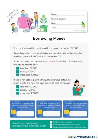 Financial Literacy - HuntersWoodsPH.com Worksheet