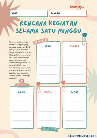 Rencana Kegiatan Selama Satu Minggu