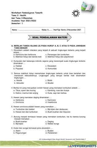 Latihan soal tematik