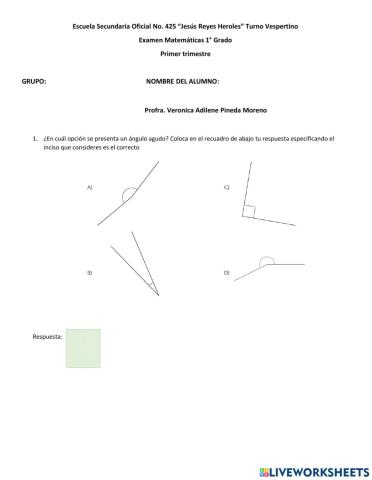 EXAMEN PRIMER TRIMESTRE ALUMNOS RECIENTES