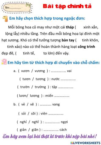 Chính tả tuần 9