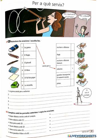 Material escolar vocabulari