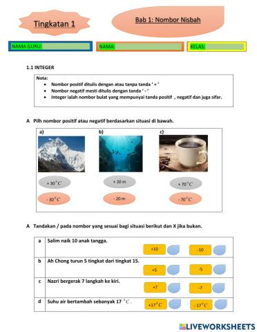 Bab 1 nombor nisbah matematik tingkatan 1