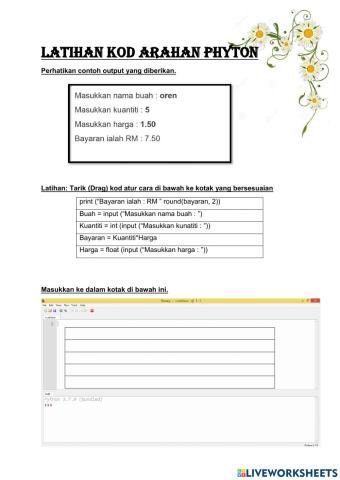 Latihan Phyton 1: jenis data, operator, pemalar dan pemboleh ubah.