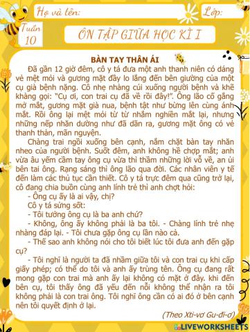 Tiếng Việt 5 - Ôn tập giữa học kì I