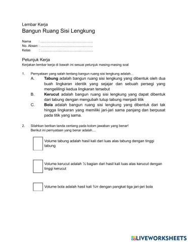 Bangun Ruang Sisi Lengkung