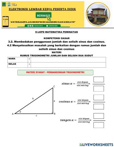 Rumus sinus jumlah dan selisih dua sudut