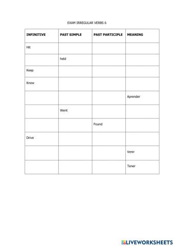 Irregular verbs