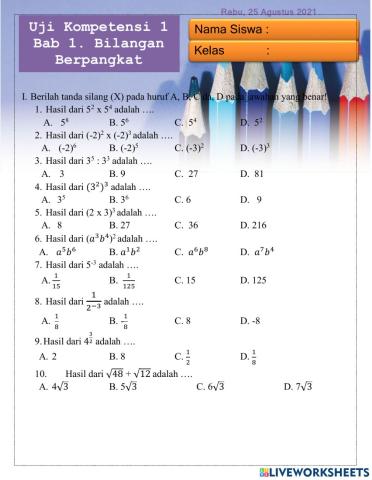 Bilangan Berpangkat dan Bentuk Akar Kelas 9