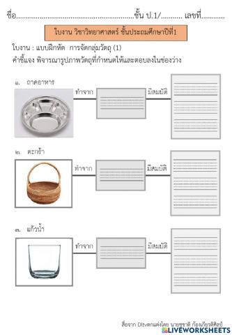 การจัดกลุ่มวัตถุ (1) วิทย์ ป.1