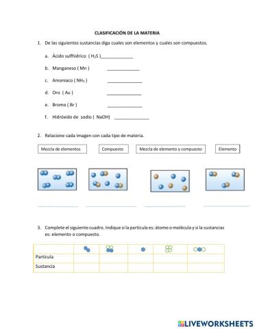 Clasificación de la materia