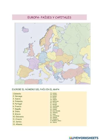 Europa, países y capitales