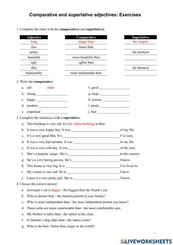 Comparative and Superlative Adjectives