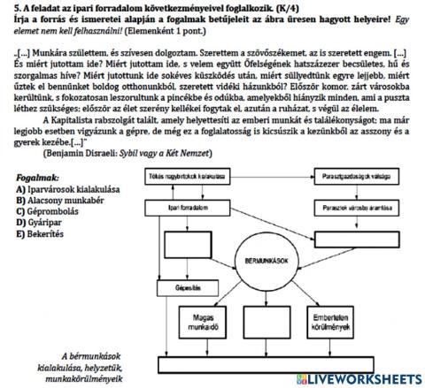 Ipari forradalom érettségi feladat