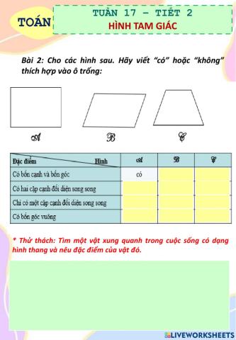 Toán 2 - Tuần 17