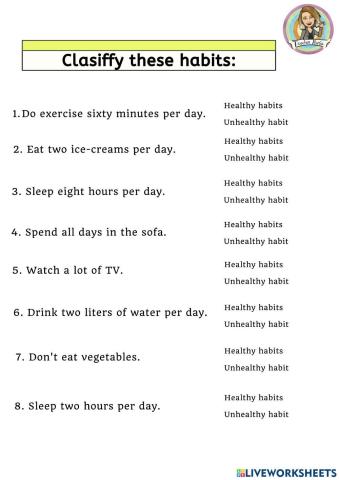 Healthy and unhealthy habits