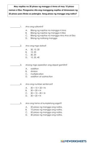 Mathematics Word Problem